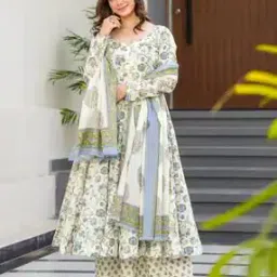 wedani Women Floral Print Anarkali Kurta Set-picture-0