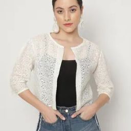Women Floral Lace Regular Fit Shrug-picture-40