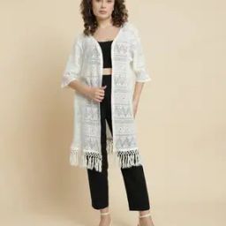 Women Aztec Pattern Long Tasselled Shrug-15