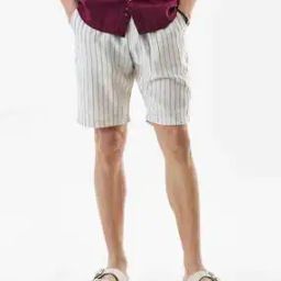 Men Striped City Shorts with Insert Pockets-image-57