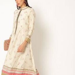 Wishful Printed Flared Kurta with Mandarin Collar-image-3
