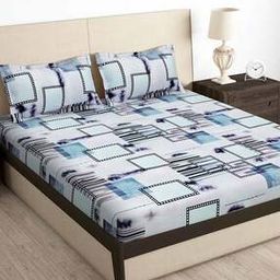 180 TC Geometric Print King-Size Bedsheet with Pillow Covers-image-19