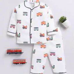 Boys Novelty Print Cotton Shirt & Pants Set-picture-33