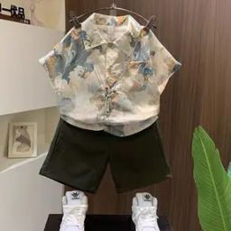 Boys Printed Shirt & Shorts Set-image-3