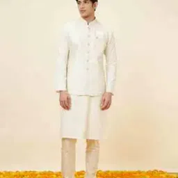 Men Floral Pattern Regular Fit Nehru Jacket-image-1