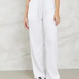 Women Wide Leg Flat-Front Pants-image-4