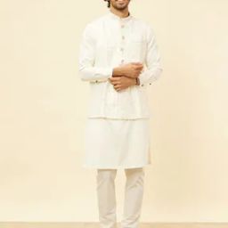 Men Embroidered Regular Fit Nehru Jacket-image-0