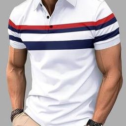 Men Stripes Regular Fit Polo T-shirt-image-70