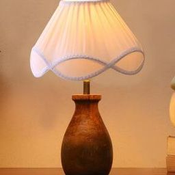 Vintage Lamp Shade with Wooden Base-20