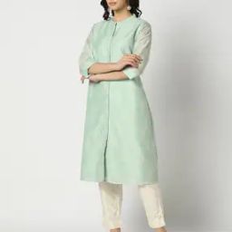 Women Printed Button-Down A-Line Kurta-image-11