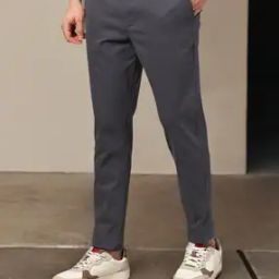 Men WFH Cropped Slim Fit Flat-Front Trousers-picture-38