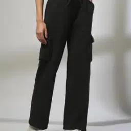 Women Lightly Washed Wide-Leg Jeans with Cargo pockets-image-12