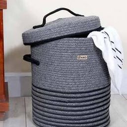 Striped Laundry Basket with Lid-14