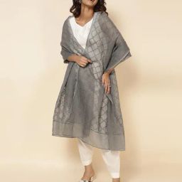 fabindia Geometric Print Dupatta with Interlock Hem image 1
