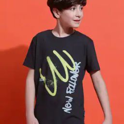 li'l tomatoes Boys Typographic Print Regular Fit Crew-Neck T-Shirt-picture-48