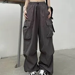 Women Baggy Fit Flat-Front Cargo Pants-image-50