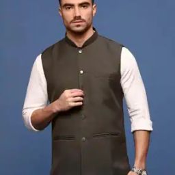 Men Slim Fit Nehru jacket with Mandarin Collar-13