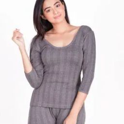 Striped Scoop-Neck Thermal Wear-image-27