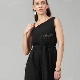 Shein Casual One Shoulder Strappy Sleeve Playsuit with Tie-Up Belt-picture-15