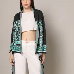Women Relaxed Fit Waterfall Shrug-47