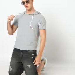 Men Lightly Wash Distressed Regular Fit Denim Shorts-picture-26