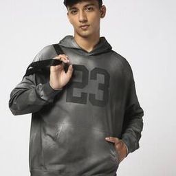 Men Numeric Print Regular Fit Hoodie with Kangaroo Pocket-picture-5