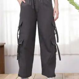 Women Baggy Fit Cargo Pants-image-67