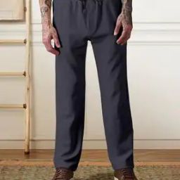 Men Straight Track Pants with Drawstring Waist-image-63