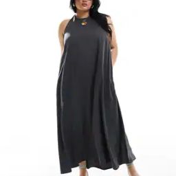 Women Curve Cupro Clean Halter Maxi Sundress-image-38