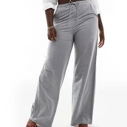 Curve Linen Look Wide-Leg Trousers-image-61