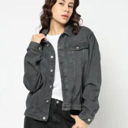 Women Lightly Washed Regular Fit Denim Jacket-picture-10