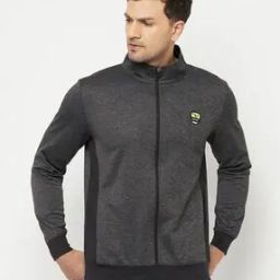 Heathered Zip-Front Track Jacket-image-29
