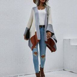 Women Colourblock Relaxed Fit Front-Open Shrug-image-24
