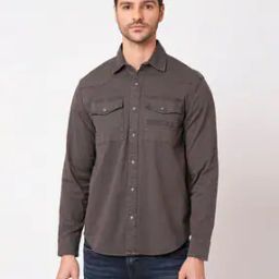 Men Slim Fit Shacket with Flap Pockets-picture-7
