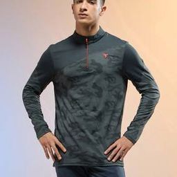 Men Camouflage Print Slim Fit High-Neck T-Shirt-image-47