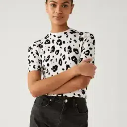Women Animal Print Crew-Neck Pullover-16