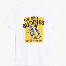 Boys Mini Me Bbq Print Relaxed Fit Round-Neck Pure Cotton T-Shirt-image-27