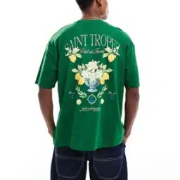 Oversized Crew-Neck T-Shirt with Back Floral Print-image-59