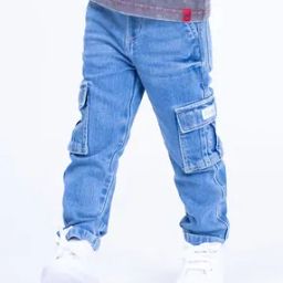 Boys Mid-Wash Relaxed Fit Cargo Jeans-image-78