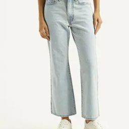 Women Highly Washed Wedgie Bootcut Jeans-image-59