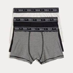Boys Pack of 3 Striped Cotton Rich Trunks-image-2