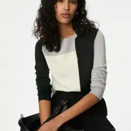 Women Colourblock Crew-Neck Pullover-image-60