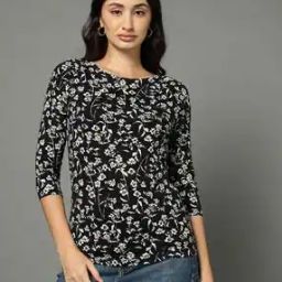 Women Floral Print Slash T-Shirt-image-32