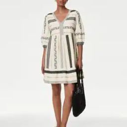Women Printed V-Neck A-Line Dress-image-56