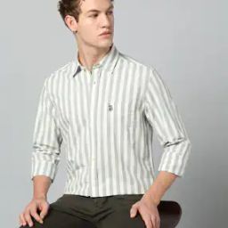 Men Striped Regular Fit Shirt with Patch Pocket-image-81