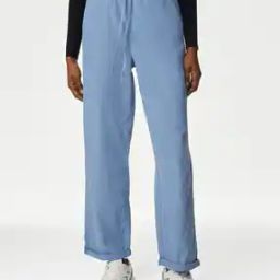 Women Pure Cotton Straight Fit Grazer Trousers-image-2