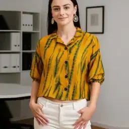 leia Women Printed Regular Fit Shirt with Cuban Collar-picture-18