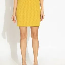 showoff Women Knitted Pencil Skirt with Elasticated Waistband-picture-34
