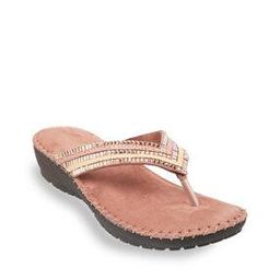 Embellished Thong-Strap Slip-On Heeled Wedges-image-8
