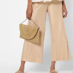 Textured Palazzos with Semi-Elasticated Waistband-image-0